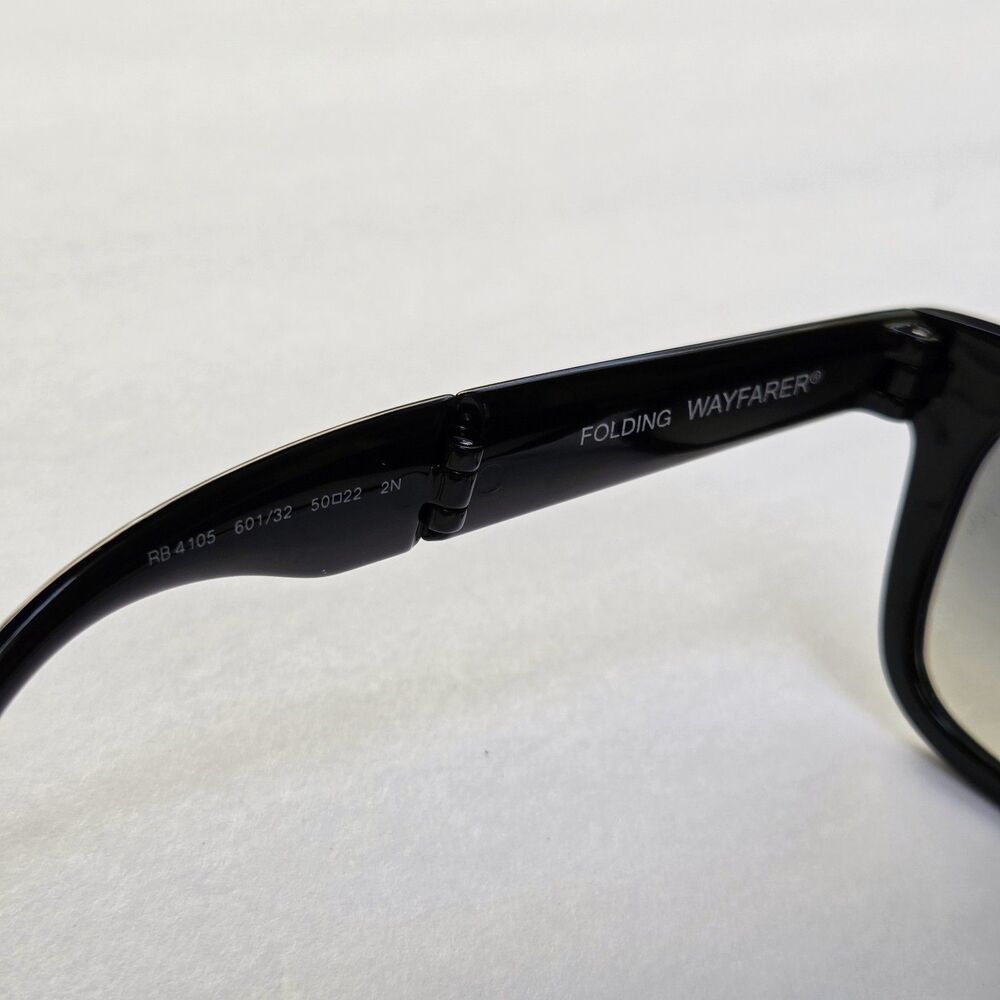 Ray-Ban Folding Wayfarer Classic Black/Light Grey Gradient RB4105 Sunglasses - Picture 10 of 11